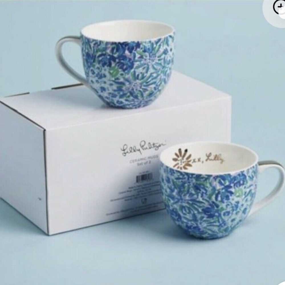 Lilly Pulitzer Blue and Green Floral Mug Set